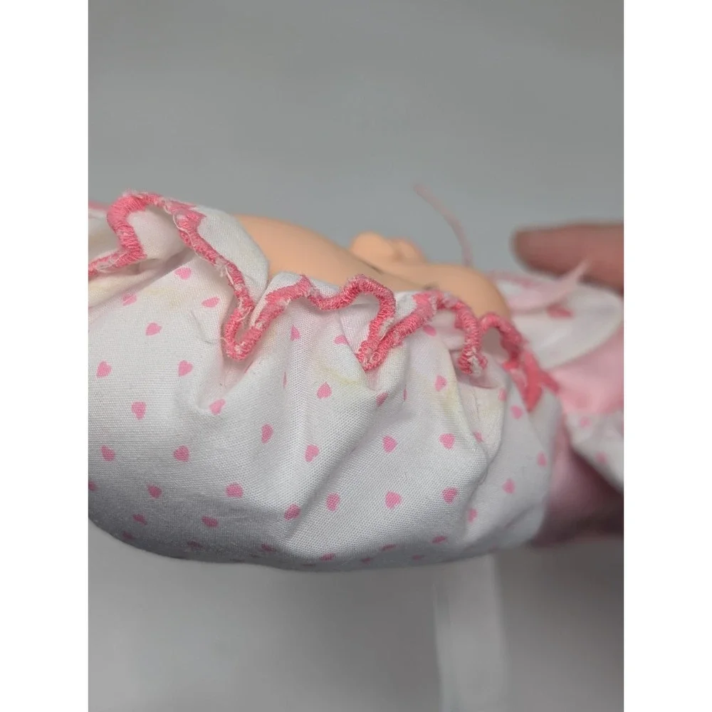 Vintage Playskool My Very Soft Baby Doll with Bonnet Pink Squeaker Plush Toy